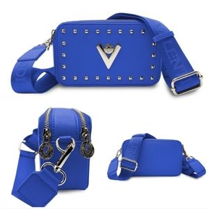 NWT Valentino Orlandi Crossbody Bag Guitar Strap Studded Vegan Leather Italy